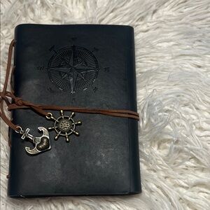 MALEDEN Black Journal with Brown Strap and Nautical Charms